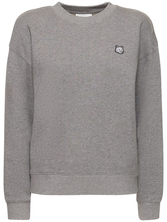 Maison Kitsuné: Komfort-Sweatshirt mit Fuchskopf-Patch - Medium Grey - women_0 | Luisa Via Roma