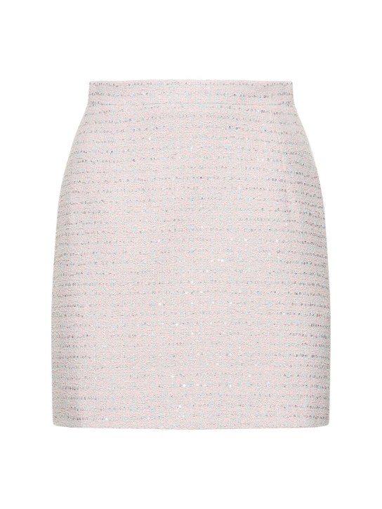 Alessandra Rich: Sequined tweed mini skirt - Açık Mavi - women_0 | Luisa Via Roma