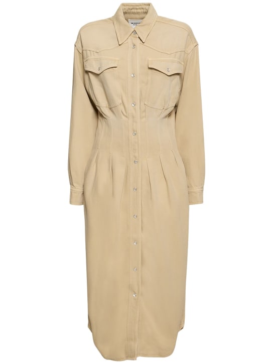Marant Etoile: Tomia莱赛尔纤维长款衬衫裙 - 淡褐色 - women_0 | Luisa Via Roma