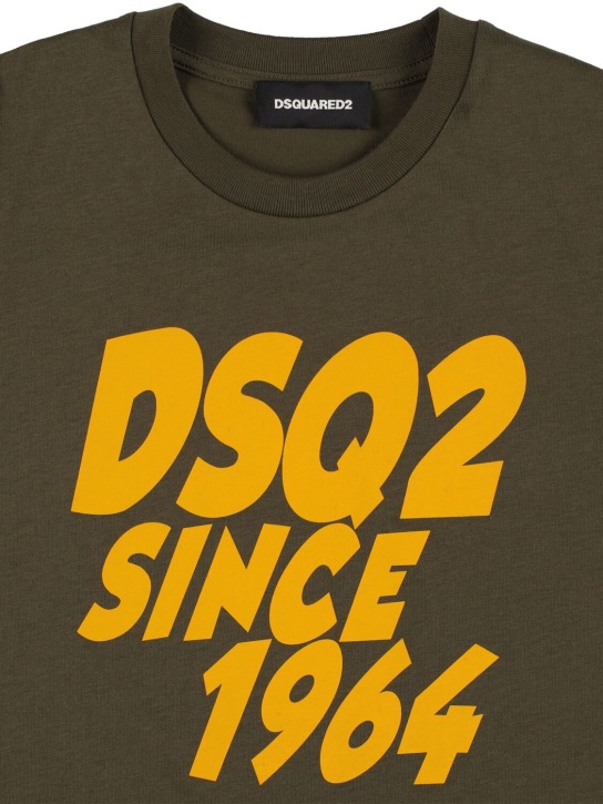 Dsquared2: T-Shirt aus Baumwolljersey mit Logo - Militärgrün - kids-boys_1 | Luisa Via Roma