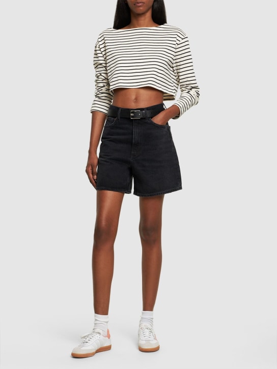Agolde: Stella organic cotton denim shorts - Siyah - women_1 | Luisa Via Roma