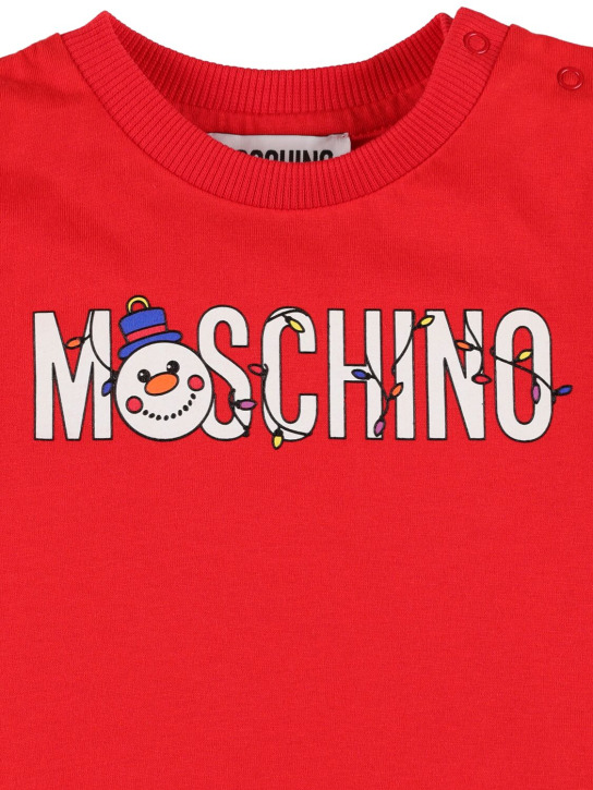 Moschino: Pantalones y camiseta de algodón jersey estampado - Rojo - kids-boys_1 | Luisa Via Roma