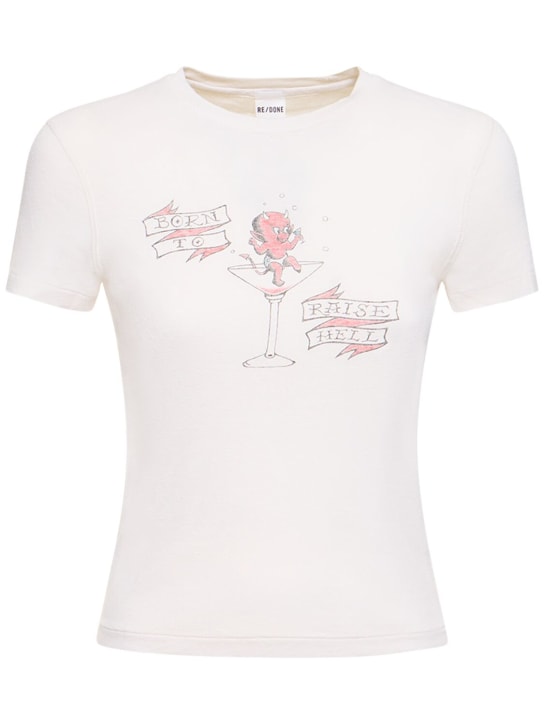 RE/DONE: 90s Raise Hell printed cotton t-shirt - Beyaz - women_0 | Luisa Via Roma