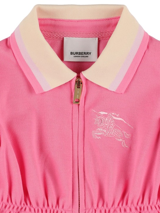 Burberry: Embroidered logo cotton dress - Pink - kids-girls_1 | Luisa Via Roma