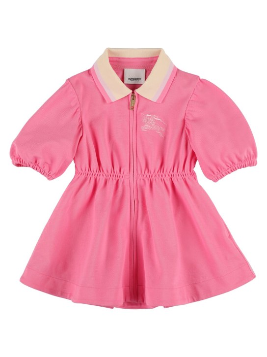 Burberry: Embroidered logo cotton dress - Pink - kids-girls_0 | Luisa Via Roma