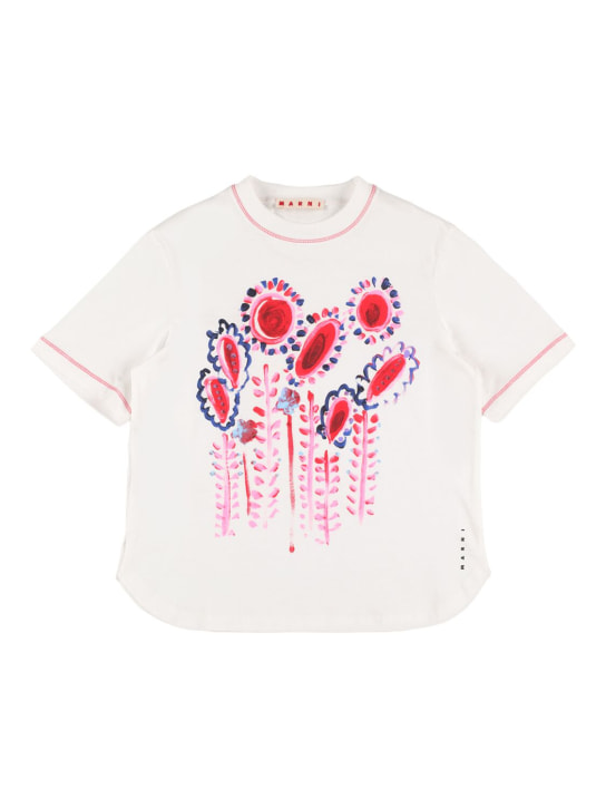 Marni Junior: Floral printed cotton t-shirt - Bunt - kids-girls_0 | Luisa Via Roma