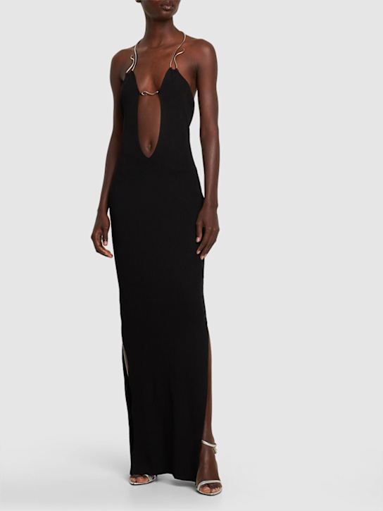 Aya Muse: Mirabi viscose jersey long dress - Black - women_1 | Luisa Via Roma
