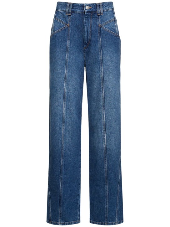 Isabel Marant: Vetan faded cotton denim straight jeans - Mavi - women_0 | Luisa Via Roma