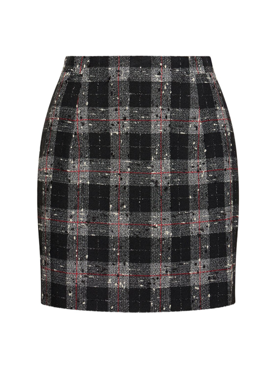 Alessandra Rich: Checked lurex bouclé mini skirt - Multi/Black - women_0 | Luisa Via Roma