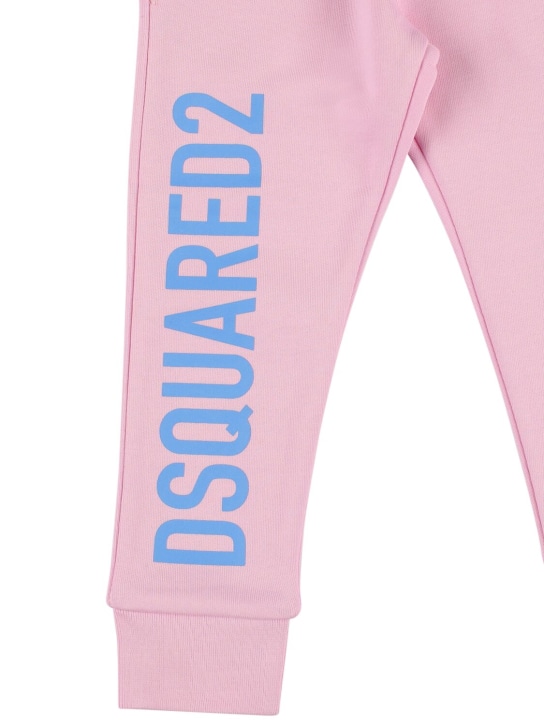 Dsquared2: Pantaloni in felpa di cotone con logo - Rosa - kids-girls_1 | Luisa Via Roma