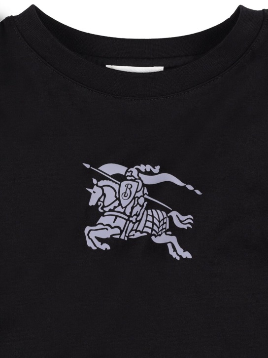 Burberry: T-Shirt aus Baumwolle mit Logopatch - Schwarz - kids-girls_1 | Luisa Via Roma