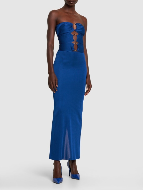 Tom Ford: Trägerloses, langes Kleid aus Jersey - Blau - women_1 | Luisa Via Roma