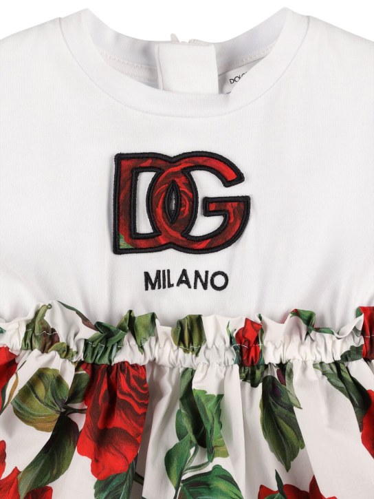 Dolce&Gabbana: Kleid und Höschen aus Baumwolle mit Logo - Bunt - kids-girls_1 | Luisa Via Roma