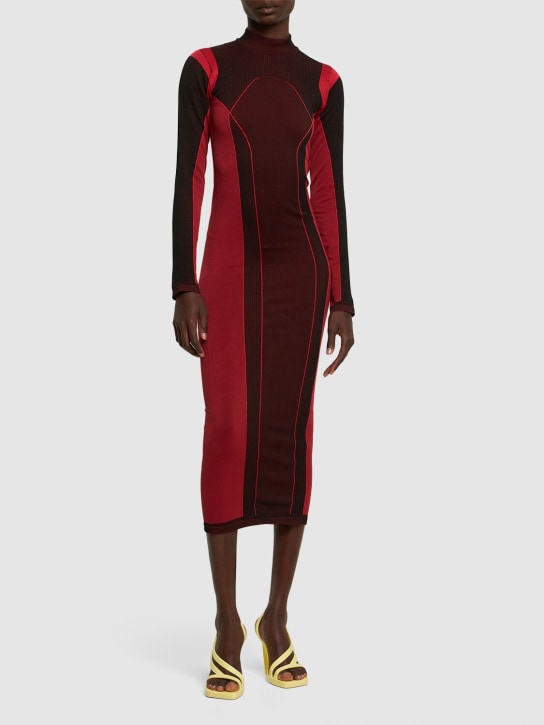 Ferrari: 长袖科技织物平纹针织迷笛连衣裙 - women_1 | Luisa Via Roma