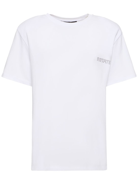 Rotate: T-shirt droit en coton à logo - Blanc - women_0 | Luisa Via Roma