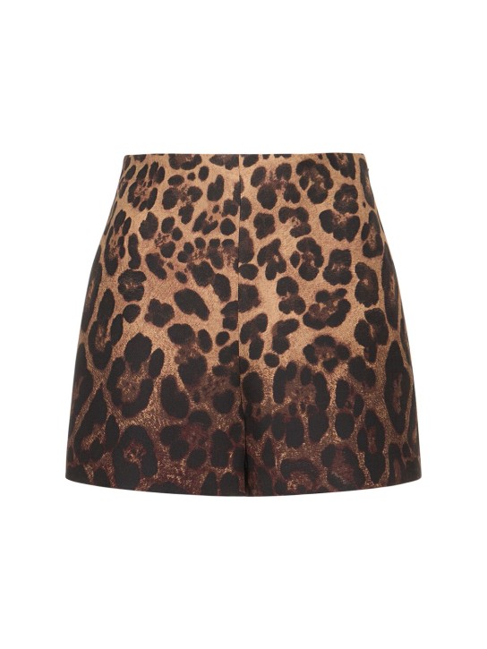 Valentino: Shorts vita alta in crepe leopard - Multicolore - women_0 | Luisa Via Roma