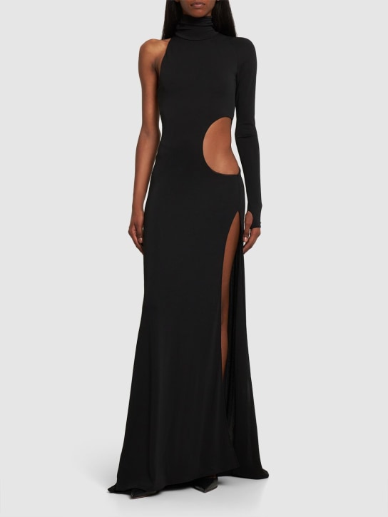 Alessandro Vigilante: Vestito monospalla in jersey / cutout - Nero - women_1 | Luisa Via Roma
