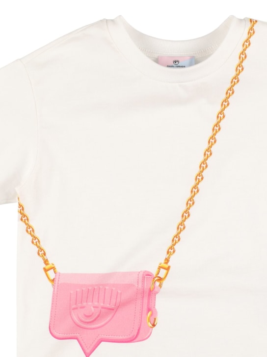 Chiara Ferragni: Bag print cotton jersey l/s t-shirt - White - kids-girls_1 | Luisa Via Roma