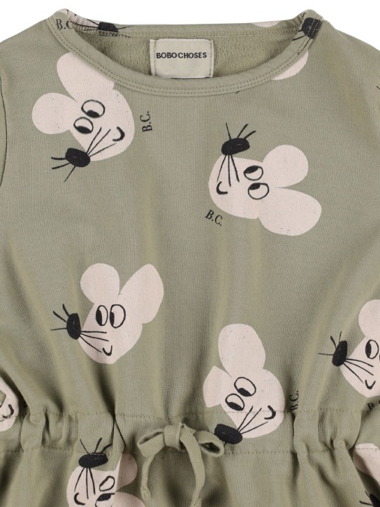 Bobo Choses: Vestido de felpa de algodón orgánico estampado - Verde - kids-girls_1 | Luisa Via Roma