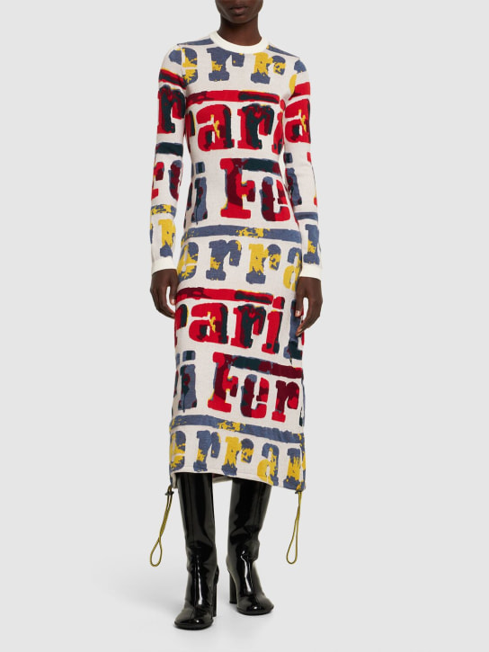 Ferrari: Vestido midi de punto de lana - Multicolor - women_1 | Luisa Via Roma