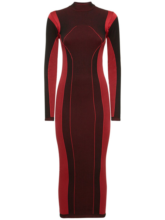 Ferrari: Long sleeve tech jersey midi dress - Red - women_0 | Luisa Via Roma