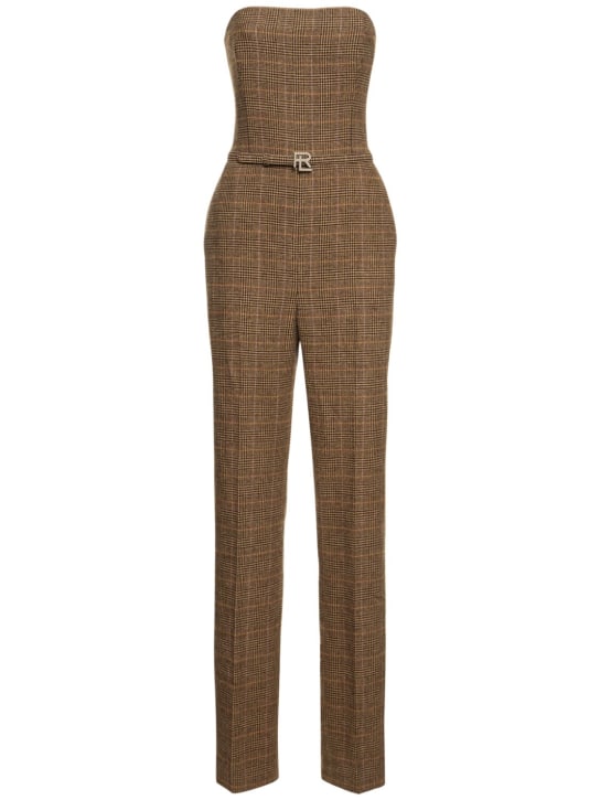 Ralph Lauren Collection: Checked wool twill strapless jumpsuit - Multicolor - women_0 | Luisa Via Roma