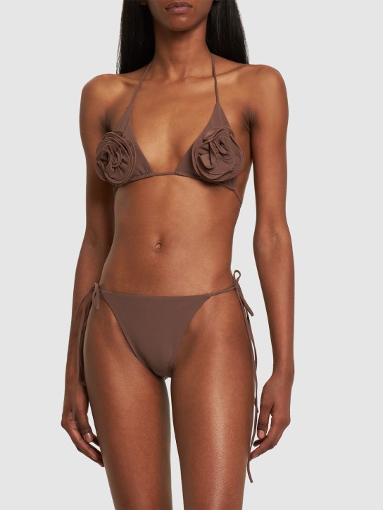 Magda Butrym: Triangle bikini top w/roses - Brown - women_1 | Luisa Via Roma