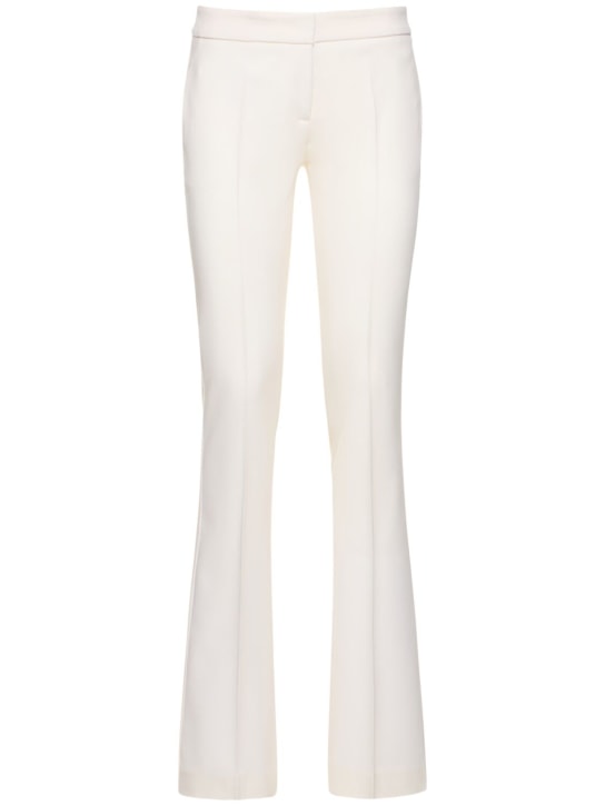 Blumarine: Pantalones rectos de lana con cintura alta - Blanco - women_0 | Luisa Via Roma
