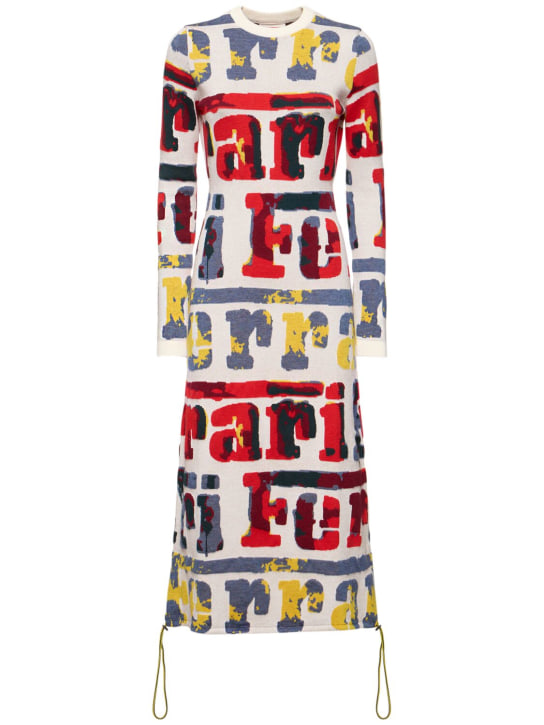 Ferrari: Vestido midi de punto de lana - Multicolor - women_0 | Luisa Via Roma