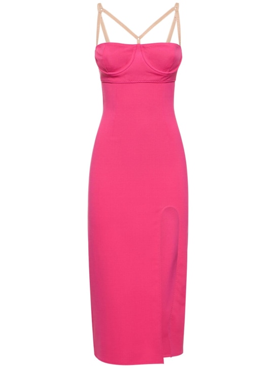 Alessandro Vigilante: Vestito midi in jersey / bustier e spacco - Fucsia - women_0 | Luisa Via Roma