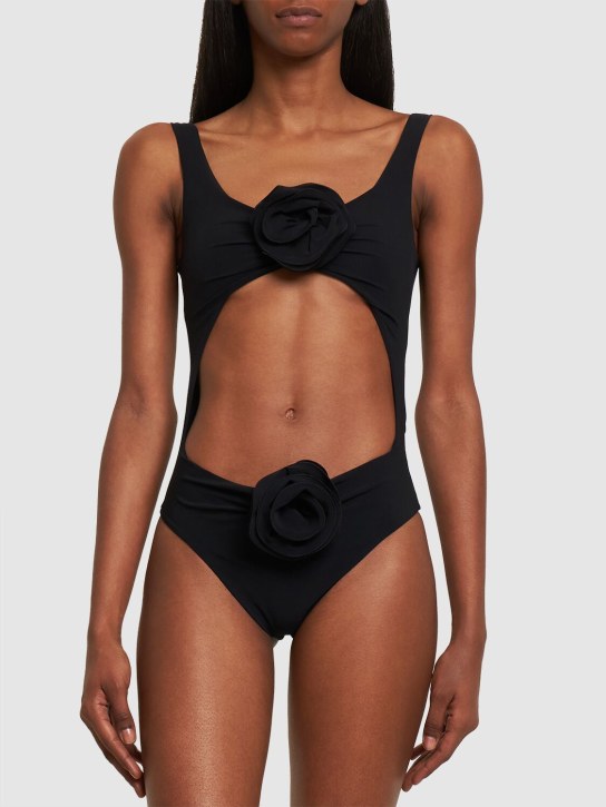 Magda Butrym: Maillot de bain une pièce ajouré détail rose - Noir - women_1 | Luisa Via Roma