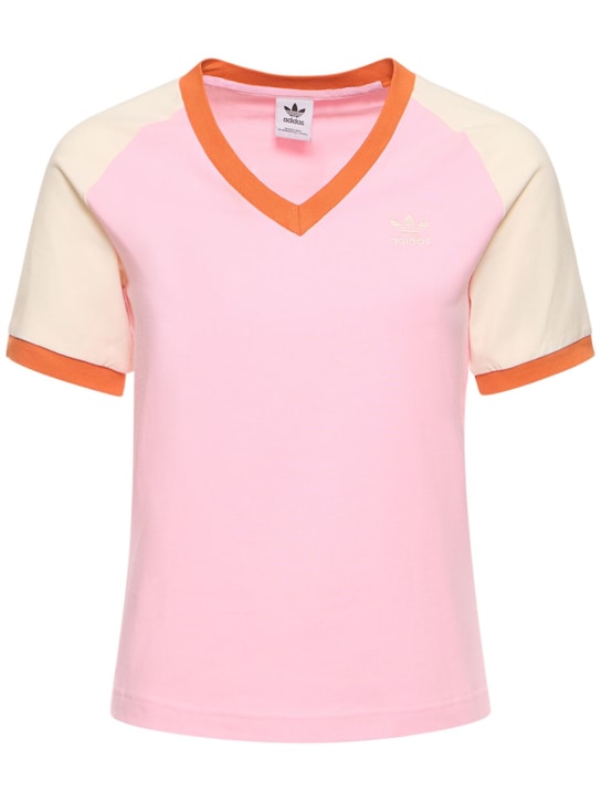 adidas Originals: Cali v-neck t-shirt - Pink - women_0 | Luisa Via Roma
