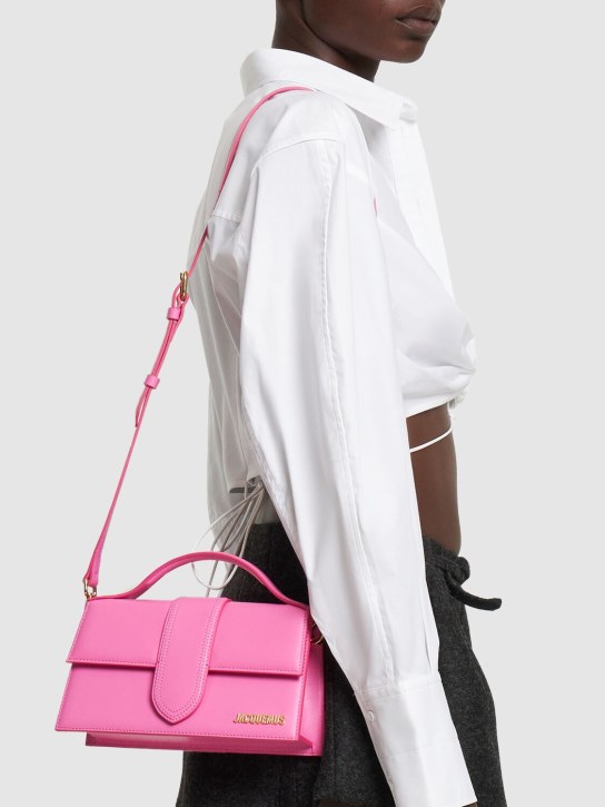 Jacquemus: Le Grand Bambino smooth leather bag - Neon Pink - women_1 | Luisa Via Roma