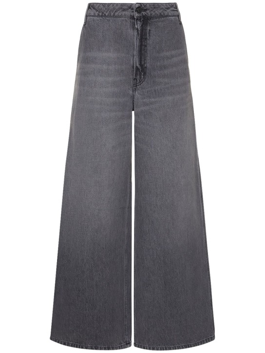 Gauchere: Jeans anchos de denim con cintura baja - Gris - women_0 | Luisa Via Roma