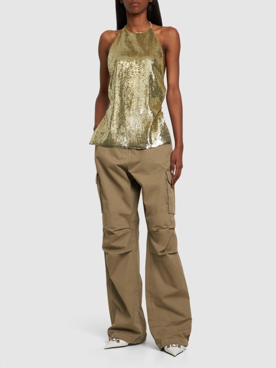 Gauchere: Haut dos nu en sequins sans manches - Or - women_1 | Luisa Via Roma