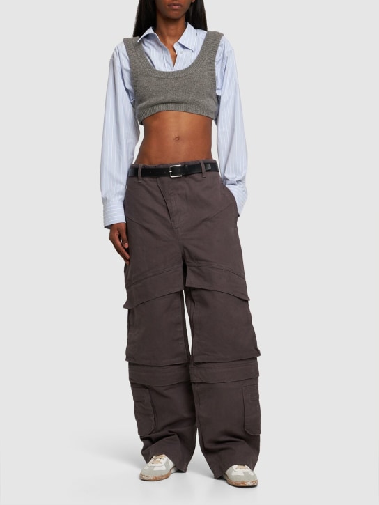 Entire Studios: Wide leg cotton cargo pants - Brown/Grey - women_1 | Luisa Via Roma