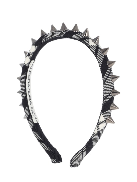 Alessandra Rich: Tartan headband w/ spikes - Multi/Silver - women_0 | Luisa Via Roma