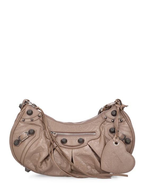 Balenciaga: Petit sac porté épaule en cuir Le Cagole - Dark Mink Grey - women_0 | Luisa Via Roma
