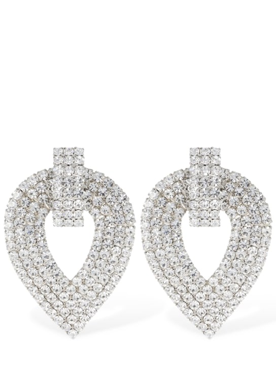 Alessandra Rich: Crystal drop earrings - Silver - women_0 | Luisa Via Roma