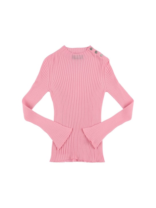 Versace: Ribbed wool sweater - Pink - kids-girls_0 | Luisa Via Roma