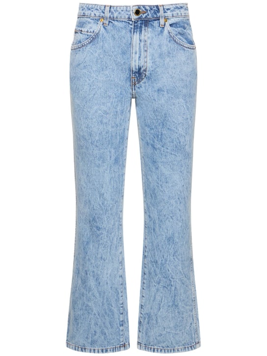 Khaite: Jeans acampanados de algodón - Azul - women_0 | Luisa Via Roma