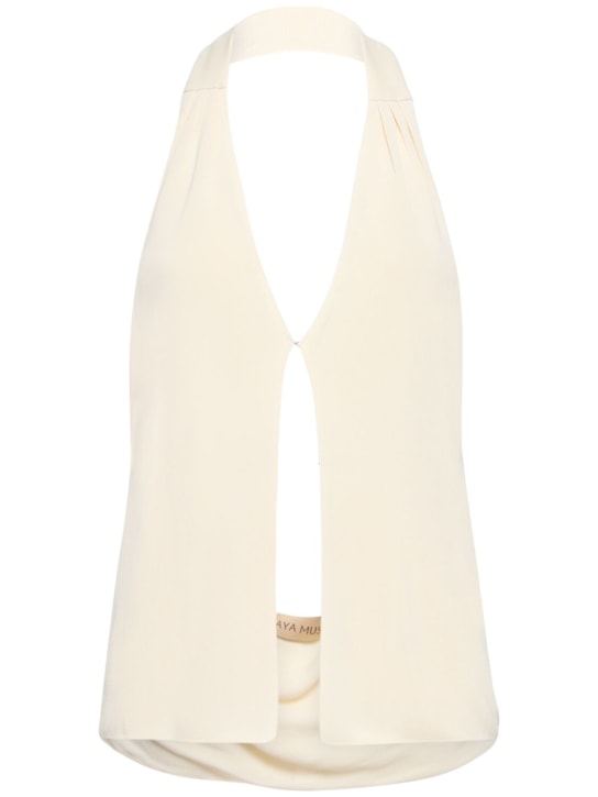 Aya Muse: Top de jersey con espalda abierta - Marfil - women_0 | Luisa Via Roma