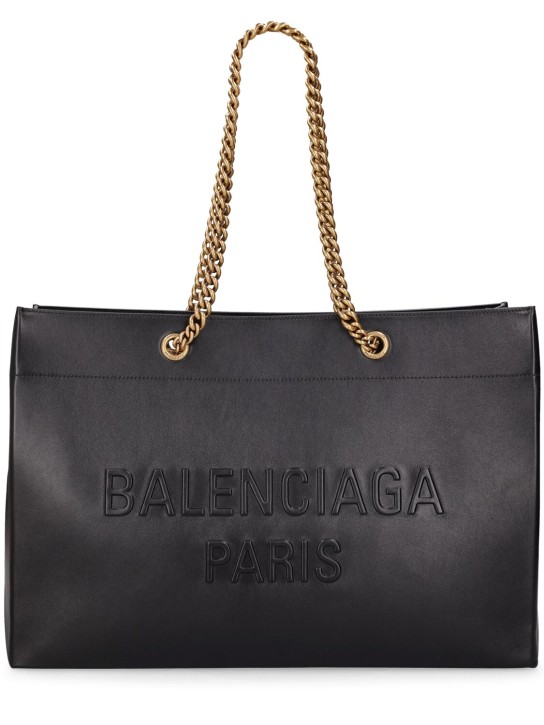 Balenciaga: Grand sac cabas en cuir Duty Free - Noir - women_0 | Luisa Via Roma