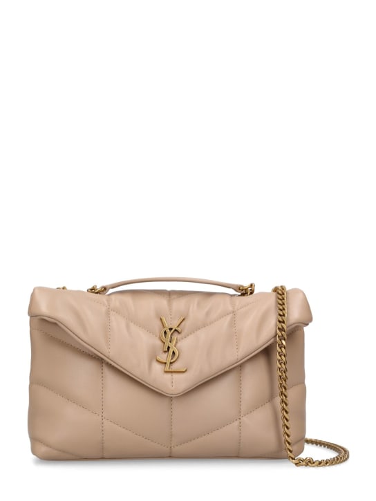 SAINT LAURENT: Puffer Toy quilted leather bag - Beige