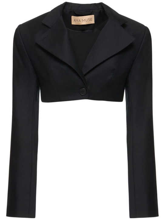 Aya Muse: Stok wool cropped blazer - Black - women_0 | Luisa Via Roma