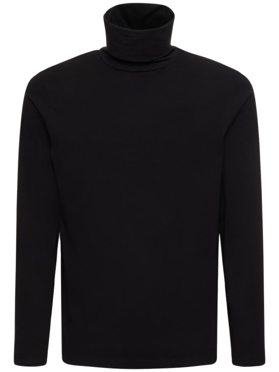 Jil Sander: Cotton stretch long sleeve t-shirt - Black - men_0 | Luisa Via Roma