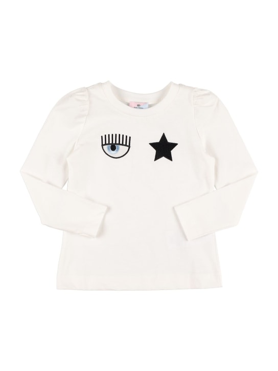 Chiara Ferragni: Embroidered cotton jersey t-shirt - Weiß - kids-girls_0 | Luisa Via Roma