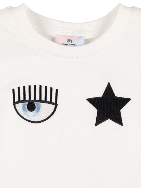 Chiara Ferragni: Embroidered cotton jersey t-shirt - Weiß - kids-girls_1 | Luisa Via Roma