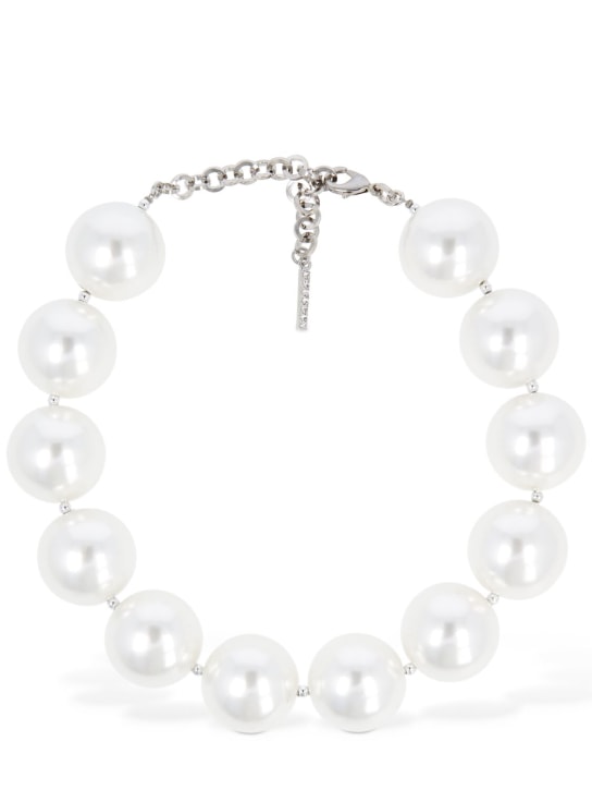 Alessandra Rich: Collar de perlas sintéticas - Blanco - women_0 | Luisa Via Roma