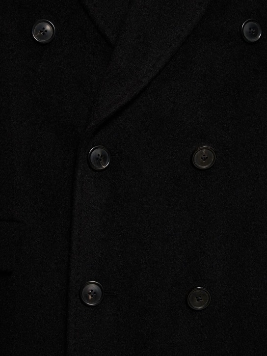 Our Legacy: Hairy mohair blend double breasted coat - men_3 | Luisa Via Roma
